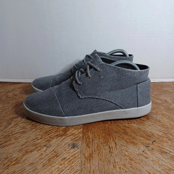 Toms Mid Top Canvas Chukka Shoes 3 Eye Lace Up Boots Gray Mens Size 8 see pictur - Picture 1 of 9